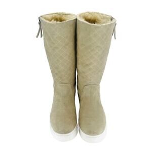 G.H. BASS Zina Women Tan Winter Sneaker Boot Size 9.5 Suede Faux Fur Lining New
